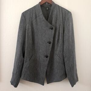 Isla & Co Chevron  Tweedish Asymmetrical Buttons Jacket